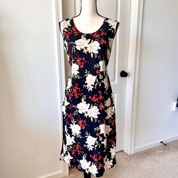 R&K Dresses & Skirts - Vintage R&K ORIGINALS Petite Sleeveless Floral Belted Midi Dress—SZ. 10P
